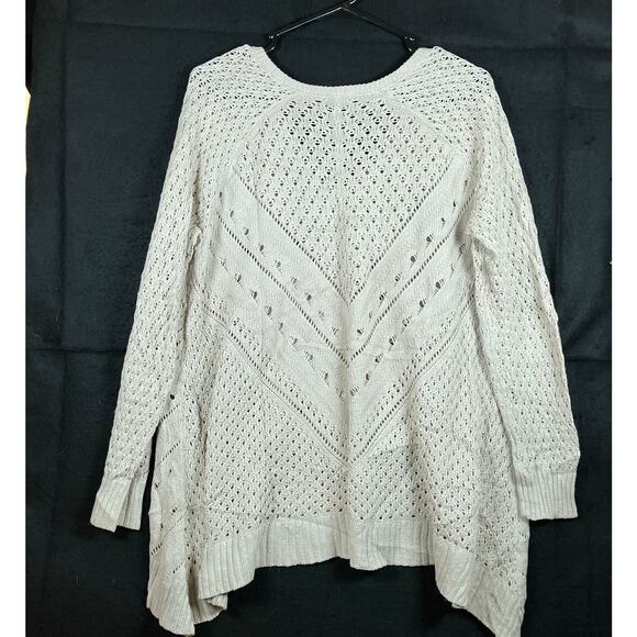 Torrid Womens Sweater Cream V Neck Pullover Open Knit Cotton Blend 1 - Picture 10 of 12